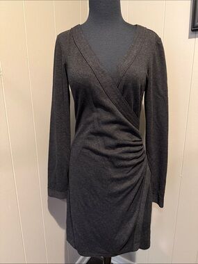 B44 Max Studio Women’s Medium Charcoal Wrap Dress with Side Ruching